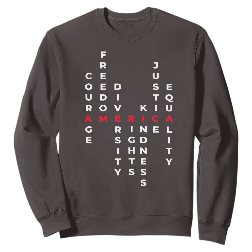 Equal Rights Sweatshirt Courage Freedom Diversity Rights Kindness Justice Equality TS10 Dark Chocolate Print Your Wear