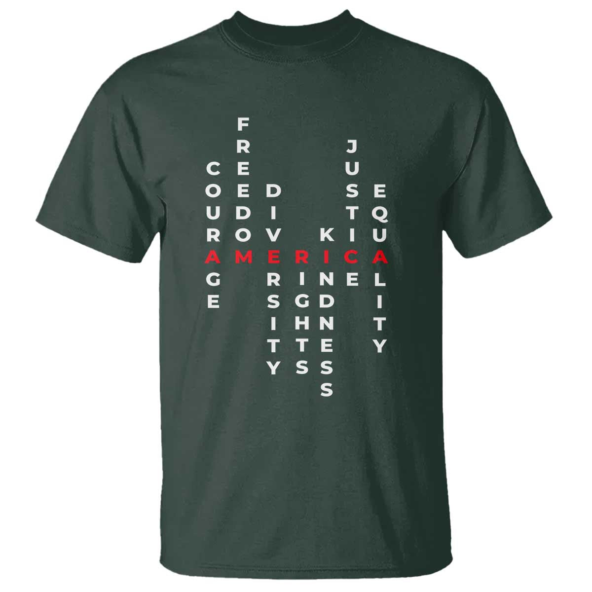 Equal Rights T Shirt Courage Freedom Diversity Rights Kindness Justice Equality TS10 Dark Forest Green Print Your Wear