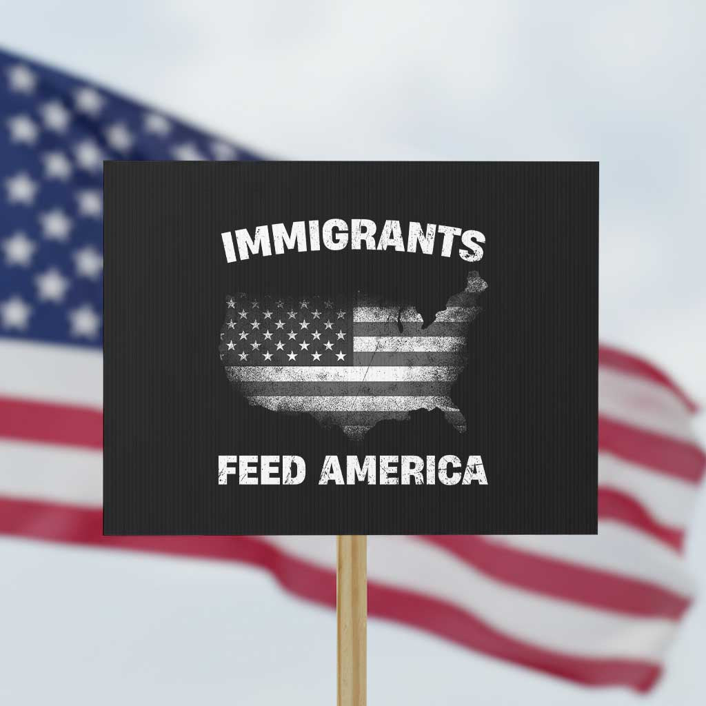 Immigrants Feed America Protest Sign Grunge US Flag TS10 Horizontal 18