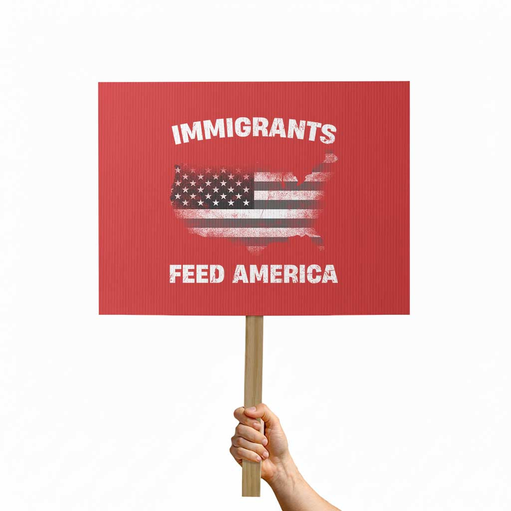 Immigrants Feed America Protest Sign Grunge US Flag TS10 Horizontal 18