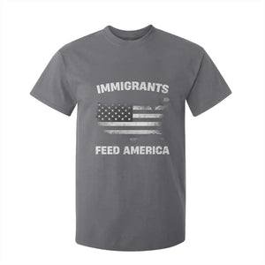 Immigrants Feed America T Shirt For Kid Grunge US Flag TS10 Charcoal Print Your Wear