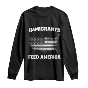 Immigrants Feed America Long Sleeve Shirt Grunge US Flag TS10 Black Print Your Wear