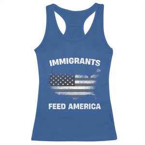Immigrants Feed America Racerback Tank Top Grunge US Flag TS10 Royal Blue Print Your Wear