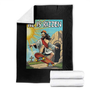 He is Rizzen Throw Blanket Funny Jesus Skateboarding Christian Meme TS10 Black Print Your Wear