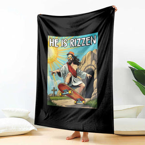 He is Rizzen Throw Blanket Funny Jesus Skateboarding Christian Meme TS10 Print Your Wear