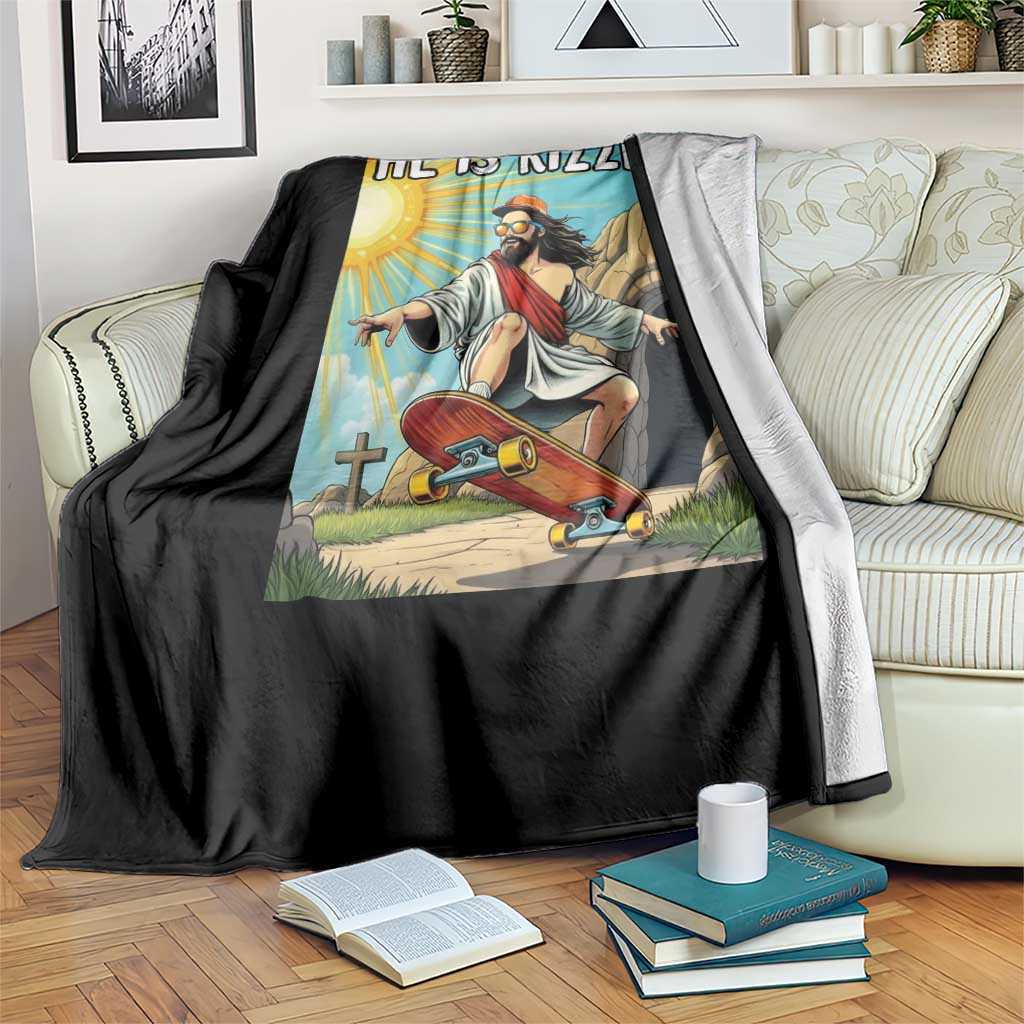 He is Rizzen Throw Blanket Funny Jesus Skateboarding Christian Meme TS10 Print Your Wear