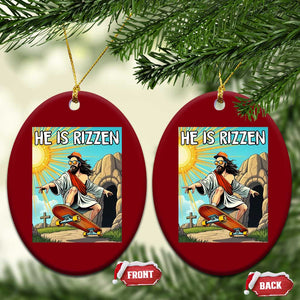 He is Rizzen Ceramic Ornament Funny Jesus Skateboarding Christian Meme TS10 Print Your Wear