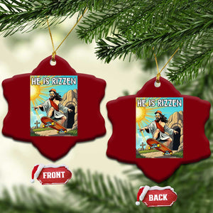 He is Rizzen Ceramic Ornament Funny Jesus Skateboarding Christian Meme TS10 Print Your Wear