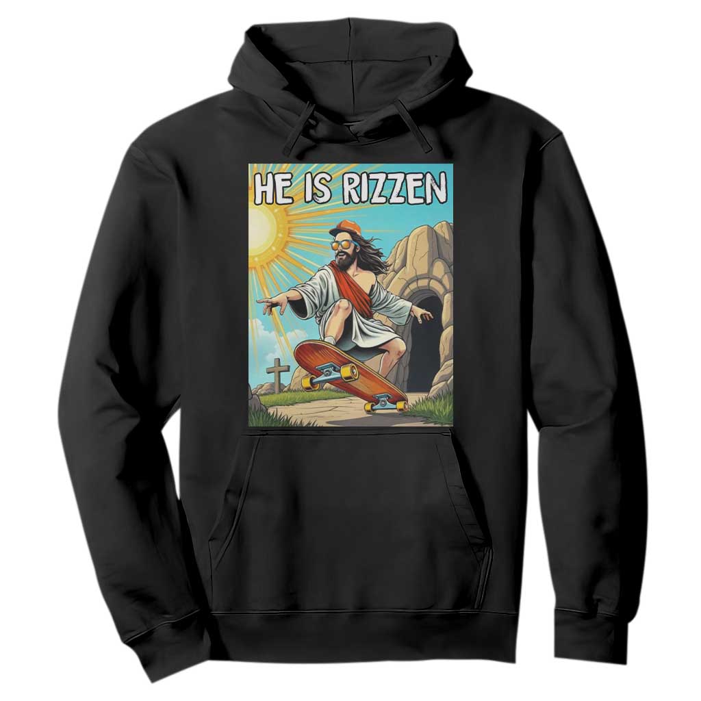 He is Rizzen Hoodie Funny Jesus Skateboarding Christian Meme TS10 Black Print Your Wear
