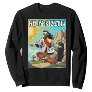 He is Rizzen Sweatshirt Funny Jesus Skateboarding Christian Meme TS10 Black Print Your Wear
