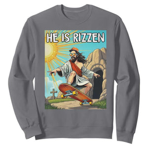 He is Rizzen Sweatshirt Funny Jesus Skateboarding Christian Meme TS10 Charcoal Print Your Wear