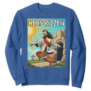 He is Rizzen Sweatshirt Funny Jesus Skateboarding Christian Meme TS10 Royal Blue Print Your Wear