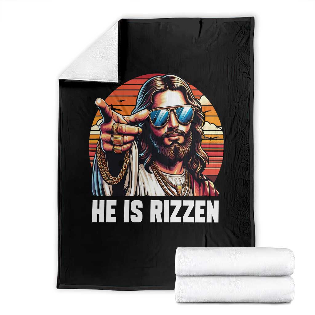 He is Rizzin Throw Blanket Funny Jesus Vintage Faith TS10 Black Print Your Wear
