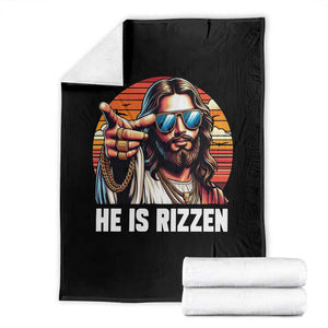 He is Rizzin Throw Blanket Funny Jesus Vintage Faith TS10 Black Print Your Wear