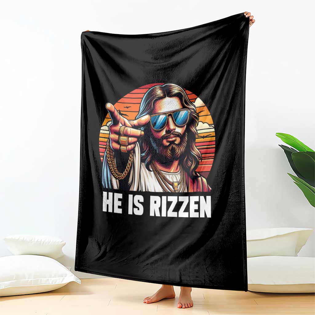 He is Rizzin Throw Blanket Funny Jesus Vintage Faith TS10 Print Your Wear