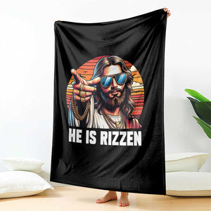 He is Rizzin Throw Blanket Funny Jesus Vintage Faith TS10 Print Your Wear