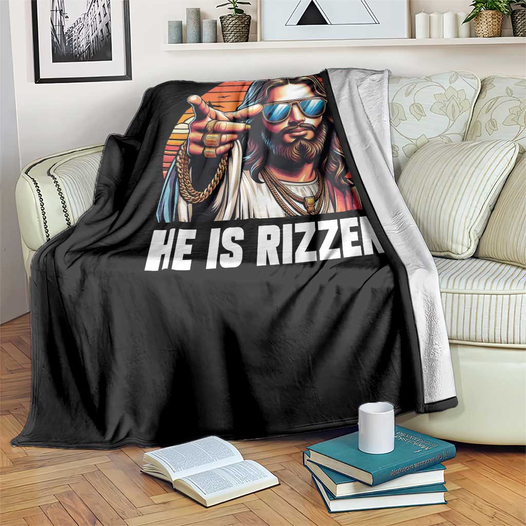 He is Rizzin Throw Blanket Funny Jesus Vintage Faith TS10 Print Your Wear