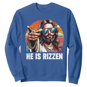 He is Rizzin Sweatshirt Funny Jesus Vintage Faith TS10 Royal Blue Print Your Wear