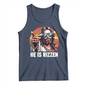 He is Rizzin Tank Top Funny Jesus Vintage Faith TS10 Navy Print Your Wear