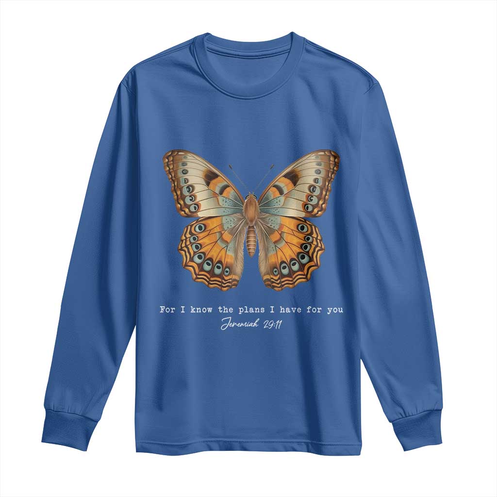 Christian Jeremiah 29:11 Long Sleeve Shirt Bible Scripture For I Know The Plans I Have For You TS10 Royal Blue Print Your Wear