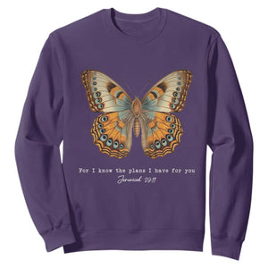 Christian Jeremiah 29:11 Sweatshirt Bible Scripture For I Know The Plans I Have For You TS10 Purple Print Your Wear