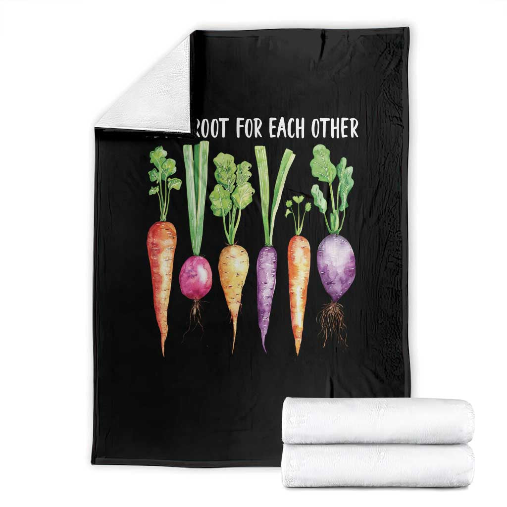 Let's Roots For Each Other Vegetable Throw Blanket Motivational TS10 Black Print Your Wear