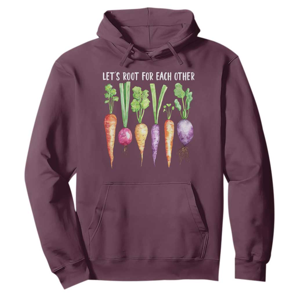 Let's Roots For Each Other Vegetable Hoodie Motivational TS10 Maroon Print Your Wear