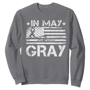 Brain Cancer Awareness Sweatshirt In May We Wear Gray US Flag TS10 Charcoal Print Your Wear