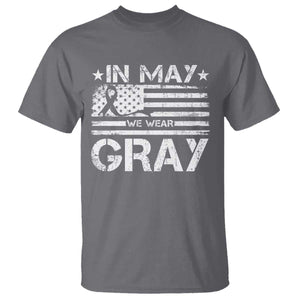 Brain Cancer Awareness T Shirt In May We Wear Gray US Flag TS10 Charcoal Print Your Wear