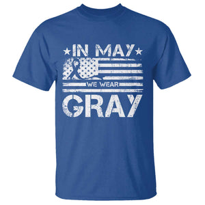 Brain Cancer Awareness T Shirt In May We Wear Gray US Flag TS10 Royal Blue Print Your Wear