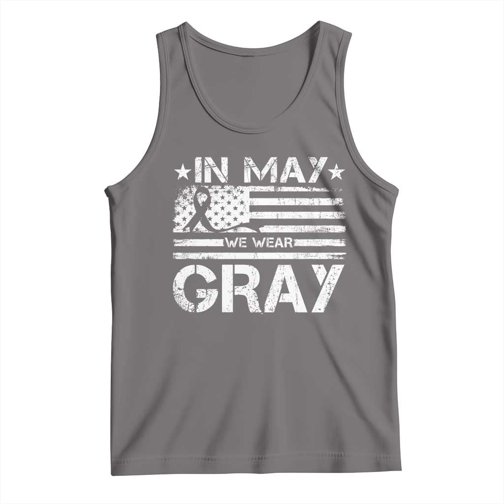 Brain Cancer Awareness Tank Top In May We Wear Gray US Flag TS10 Deep Heather Print Your Wear