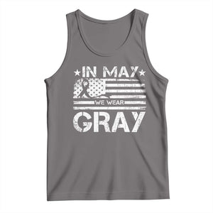 Brain Cancer Awareness Tank Top In May We Wear Gray US Flag TS10 Deep Heather Print Your Wear