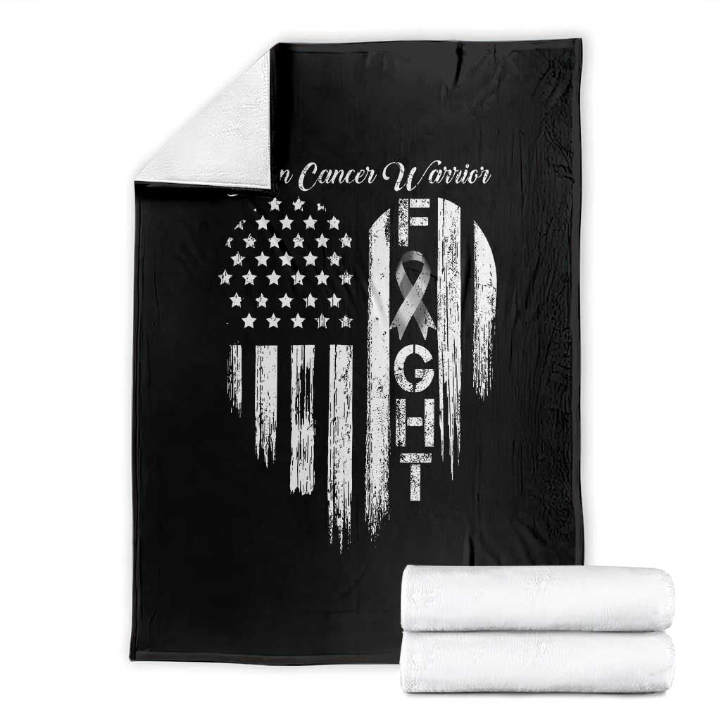Brain Cancer Warrior Throw Blanket Fight Gray Ribbon American Flag Heart TS10 Black Print Your Wear