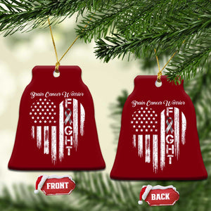 Brain Cancer Warrior Ceramic Ornament Fight Gray Ribbon American Flag Heart TS10 Print Your Wear
