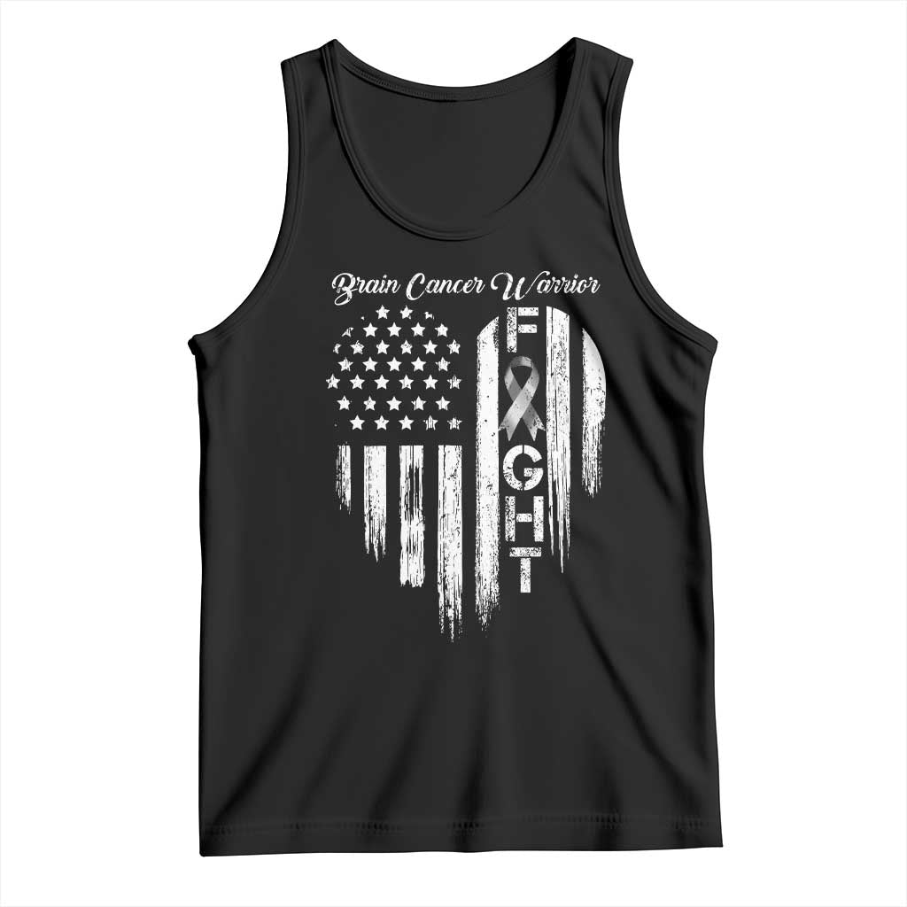 Brain Cancer Warrior Tank Top Fight Gray Ribbon American Flag Heart TS10 Black Print Your Wear