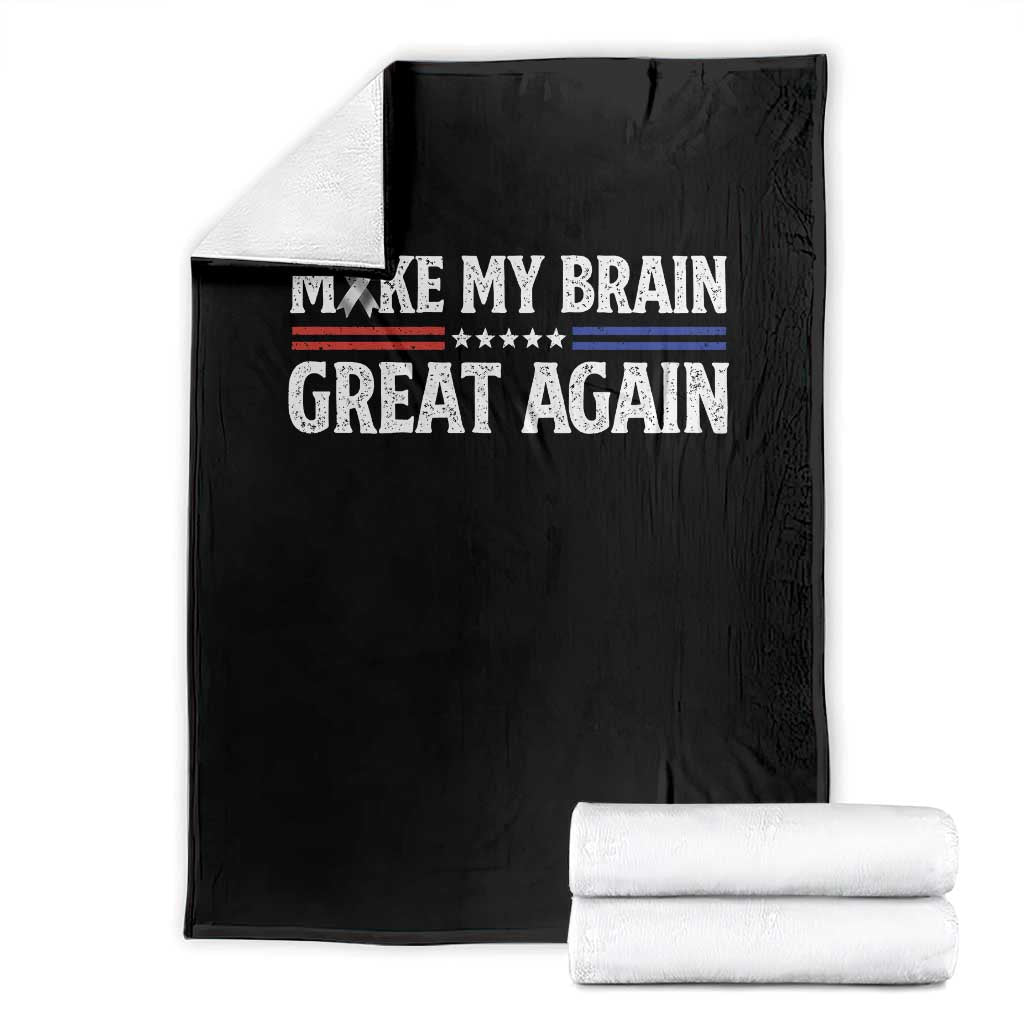 Funny Brain Surgery Recovery Throw Blanket Make My Brain Great Again Gray Ribbon TS10 Black Print Your Wear
