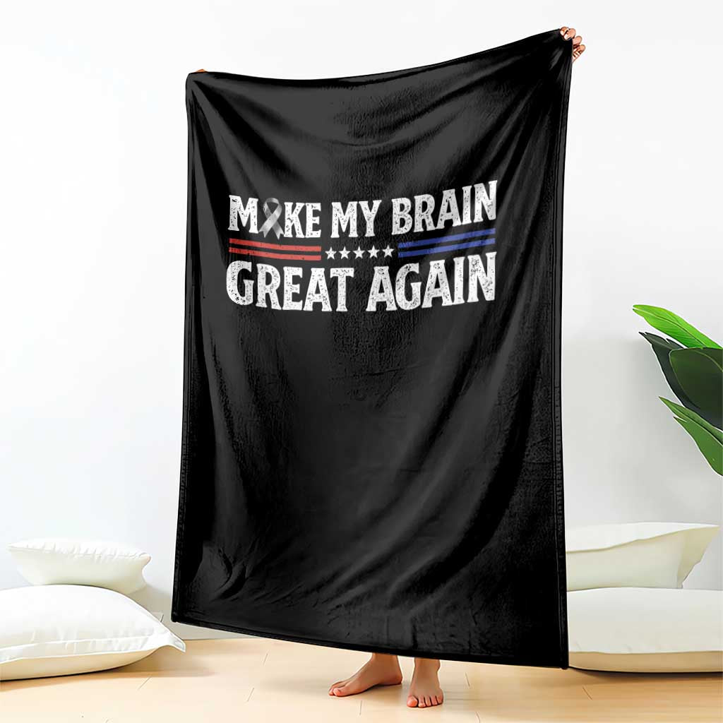 Funny Brain Surgery Recovery Throw Blanket Make My Brain Great Again Gray Ribbon TS10 Print Your Wear