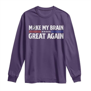 Funny Brain Surgery Recovery Long Sleeve Shirt Make My Brain Great Again Gray Ribbon TS10 Purple Print Your Wear