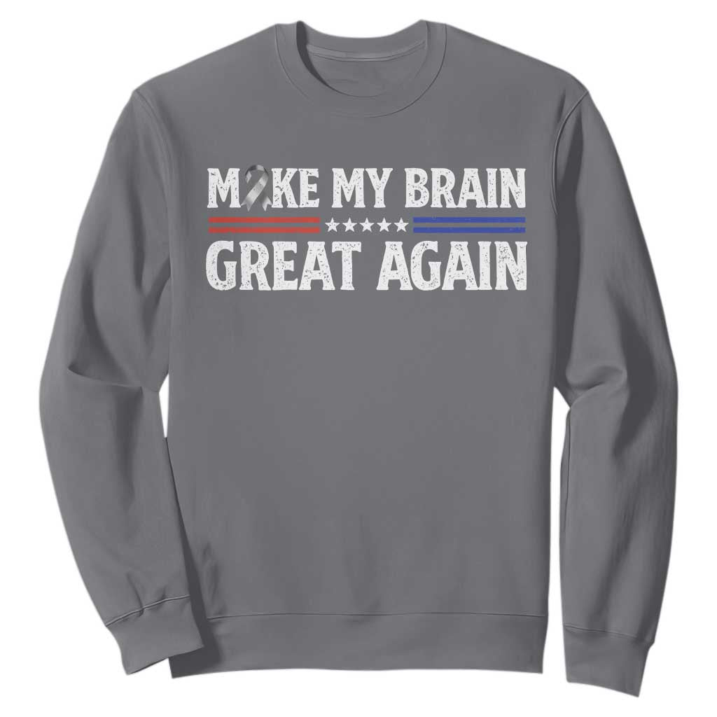 Funny Brain Surgery Recovery Sweatshirt Make My Brain Great Again Gray Ribbon TS10 Charcoal Print Your Wear