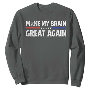 Funny Brain Surgery Recovery Sweatshirt Make My Brain Great Again Gray Ribbon TS10 Dark Heather Print Your Wear