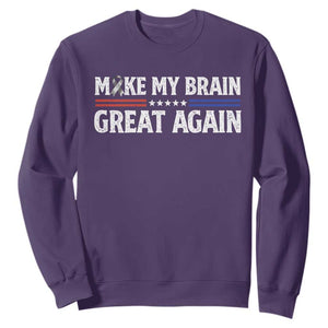Funny Brain Surgery Recovery Sweatshirt Make My Brain Great Again Gray Ribbon TS10 Purple Print Your Wear