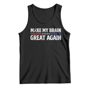Funny Brain Surgery Recovery Tank Top Make My Brain Great Again Gray Ribbon TS10 Black Print Your Wear