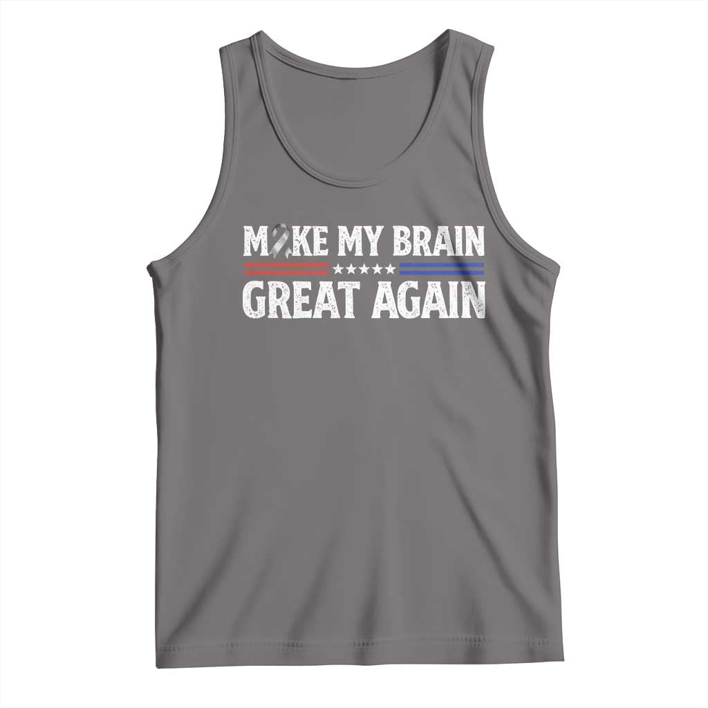Funny Brain Surgery Recovery Tank Top Make My Brain Great Again Gray Ribbon TS10 Deep Heather Print Your Wear