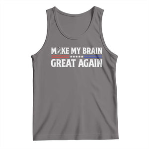 Funny Brain Surgery Recovery Tank Top Make My Brain Great Again Gray Ribbon TS10 Deep Heather Print Your Wear