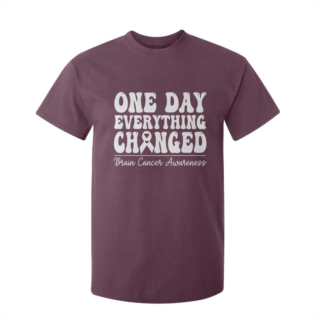 Brain Cancer Awareness T Shirt For Kid Fight Brain Tumor Cure Groovy TS10 Maroon Print Your Wear