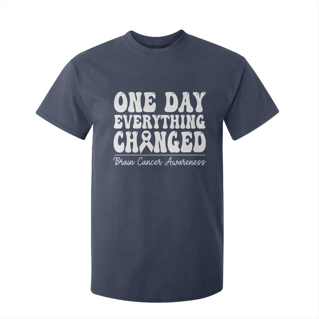 Brain Cancer Awareness T Shirt For Kid Fight Brain Tumor Cure Groovy TS10 Navy Print Your Wear
