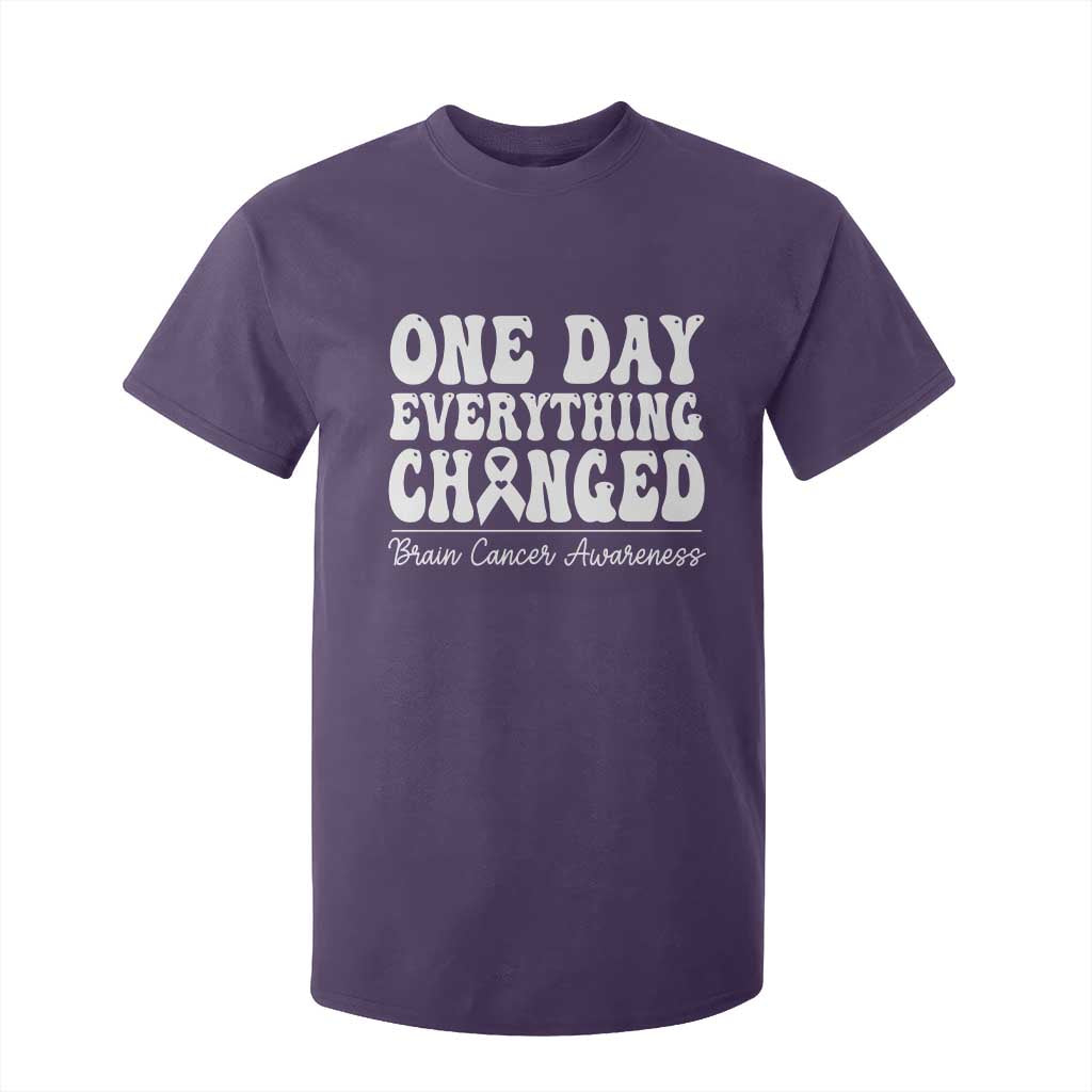 Brain Cancer Awareness T Shirt For Kid Fight Brain Tumor Cure Groovy TS10 Purple Print Your Wear