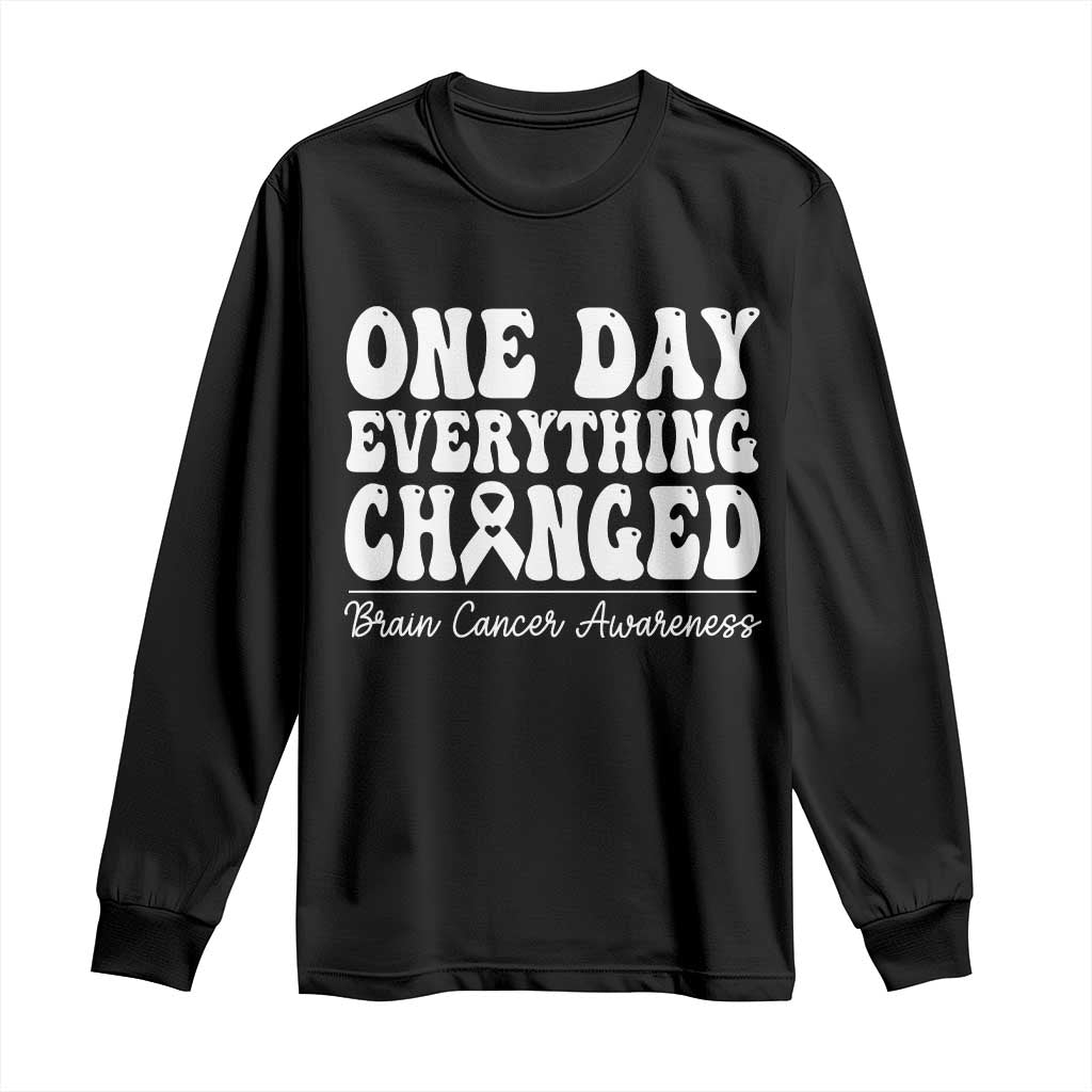 Brain Cancer Awareness Long Sleeve Shirt Fight Brain Tumor Cure Groovy TS10 Black Print Your Wear