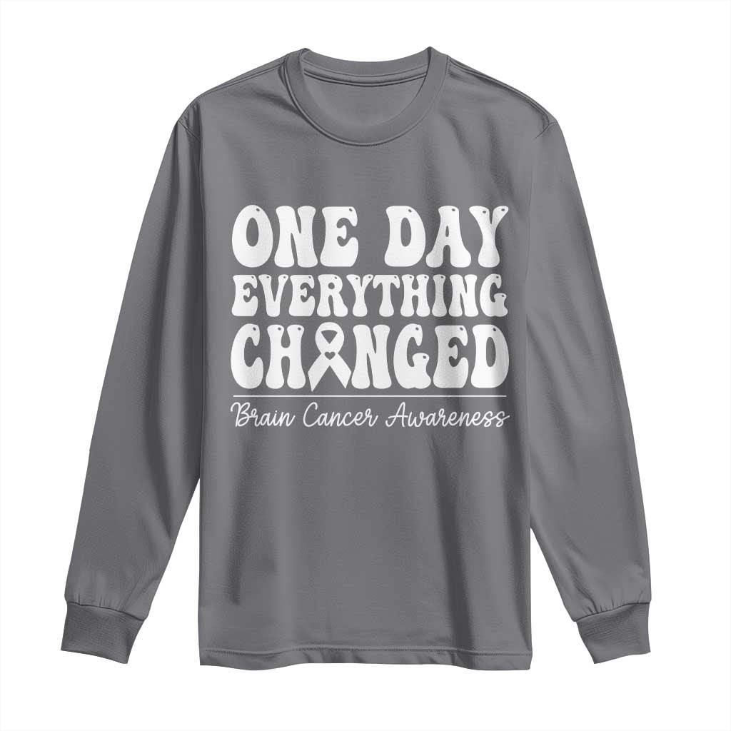 Brain Cancer Awareness Long Sleeve Shirt Fight Brain Tumor Cure Groovy TS10 Charcoal Print Your Wear