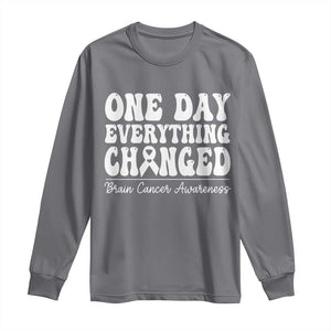 Brain Cancer Awareness Long Sleeve Shirt Fight Brain Tumor Cure Groovy TS10 Charcoal Print Your Wear